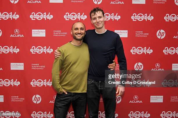 Director Amir Bar-Lev and Ezekiel Morgan attend the "Happy Valley" premiere at The Marc Theatre during the 2014 Sundance Film Festival on January 19,...