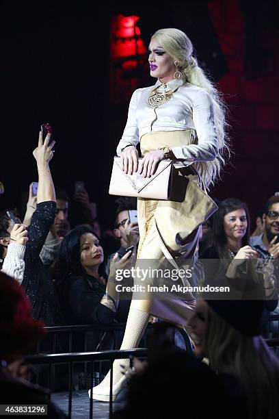 Drag queen Pearl attends the premiere of Logo TV's 'RuPaul's Drag Race' Season 7 at The Mayan on February 18, 2015 in Los Angeles, California.