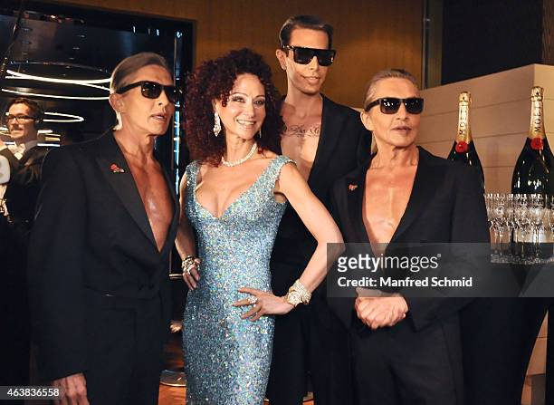 Christina Lugner and the Botox Boys, Arnold, Oskar and Florian Wess attend the Champagne And Oyster reception ahead of the Opernball at Le Meridien...