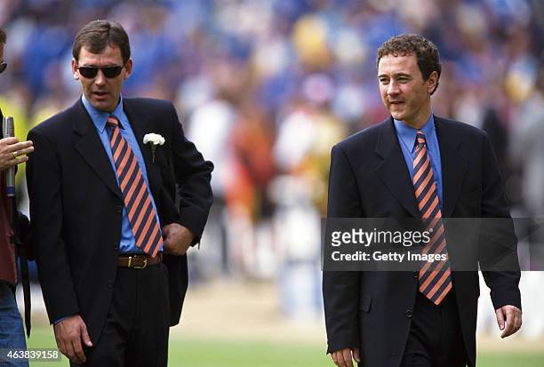 Middlesbrough Chairman Steve Gibson with manager Bryan Robson look on before the 1997 FA Cup Final between Middlesbrough and Chelsea at Wembley...