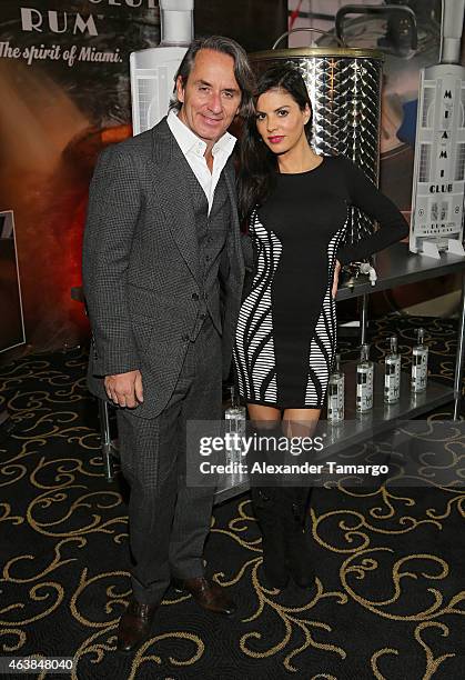 Frederic Marq and Adriana de Moura attend Miami Club Rum Official Partnership Launch With William Levy at Ritz Carlton South Beach on February 18,...