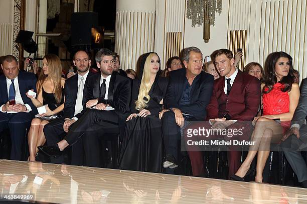 Lady Gaga, Mario Testino, Alan Ritchson and Karine Ferri attend the Atelier Versace show as part of Paris Fashion Week Haute Couture Spring/Summer...