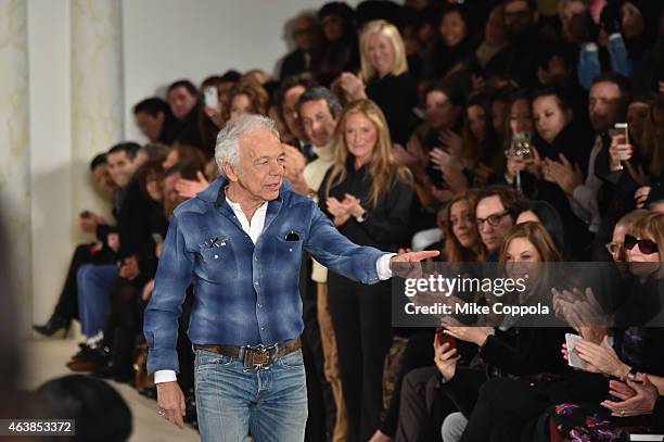 Designer Ralph Lauren attends the Ralph Lauren fashion show during Mercedes-Benz Fashion Week Fall 2015 at Skylight Clarkson SQ. On February 19, 2015...