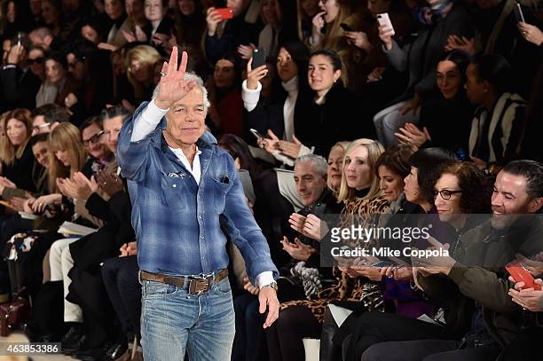 Designer Ralph Lauren attends the Ralph Lauren fashion show during Mercedes-Benz Fashion Week Fall 2015 at Skylight Clarkson SQ. On February 19, 2015...