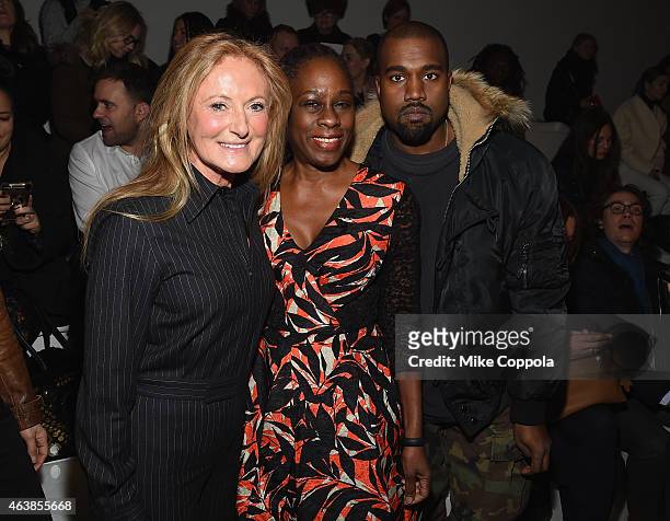 Ricky Lauren, Chirlane McCray and Kanye West attend the Ralph Lauren fashion show during Mercedes-Benz Fashion Week Fall 2015 at Skylight Clarkson...