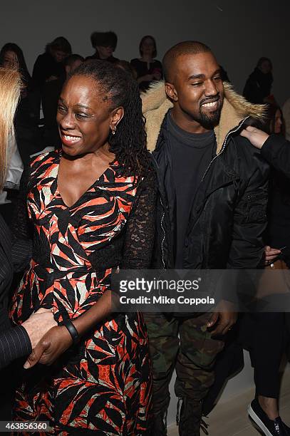 Chirlane McCray and Kanye West attend the Ralph Lauren fashion show during Mercedes-Benz Fashion Week Fall 2015 at Skylight Clarkson SQ. On February...