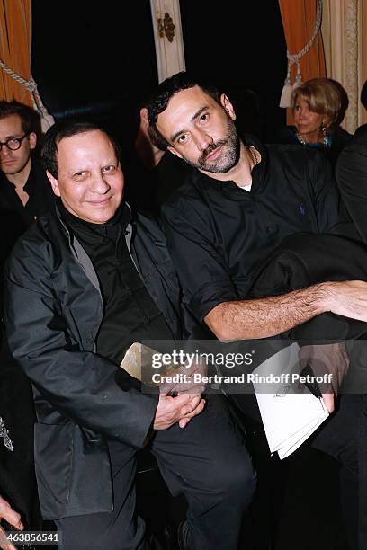 Azzedine Alaia and Fashion designer of Givenchy Men, Riccardo Tisci attend the Atelier Versace show as part of Paris Fashion Week Haute Couture...