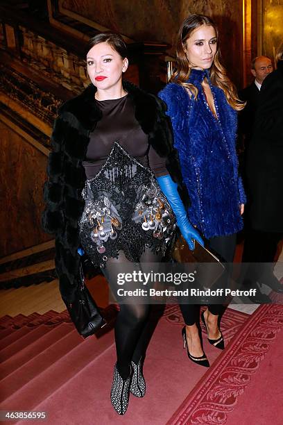 Aleksandra Melnichenko and Guest attend the Atelier Versace show as part of Paris Fashion Week Haute Couture Spring/Summer 2014 on January 19, 2014...