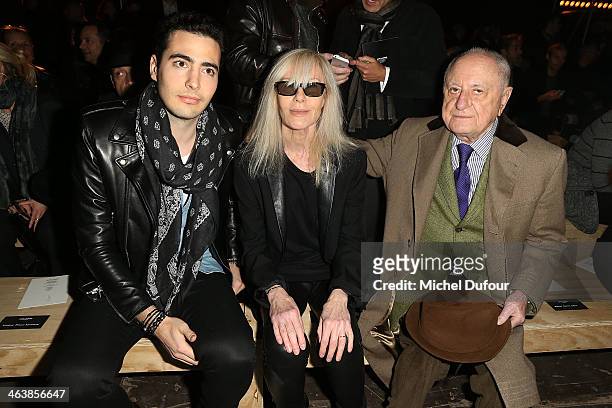 Jean Victor Meiers, Betty Catroux and Pierre Berger attend the Saint Laurent Menswear Fall/Winter 2014-2015 Show as part of Paris Fashion Week on...