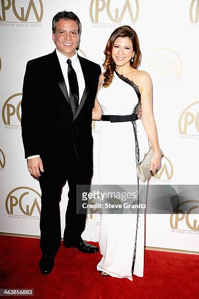 Producer Michael De Luca and Angelique Madrid attends the 25th annual Producers Guild of America Awards at The Beverly Hilton Hotel on January 19,...