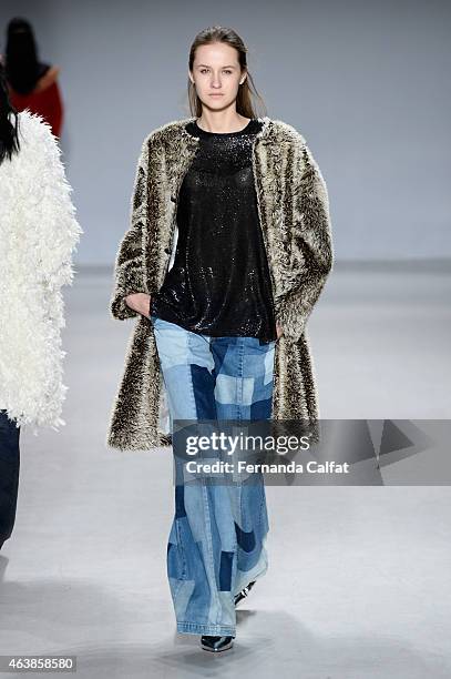 Model walks the runway wearing Double Standard Clothing # Nero at the Tokyo Runway Meets New York fashion show during Mercedes-Benz Fashion Week Fall...