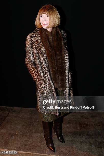 Anna Wintour attends the Saint Laurent Menswear Fall/Winter 2014-2015 Show as part of Paris Fashion Week on January 19, 2014 in Paris, France.
