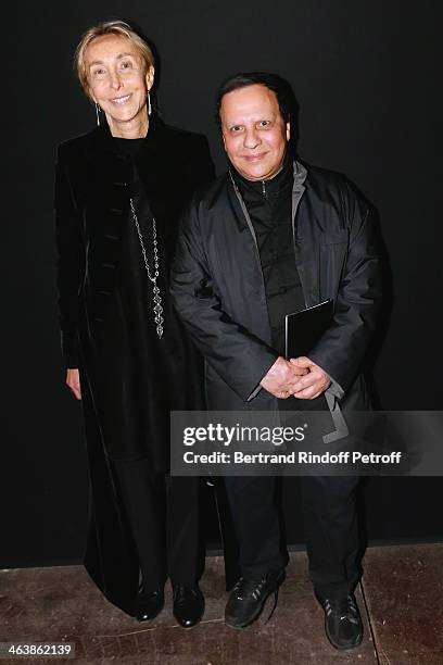 Carla Sozzani and Azzedine Alaia attend the Saint Laurent Menswear Fall/Winter 2014-2015 Show as part of Paris Fashion Week on January 19, 2014 in...