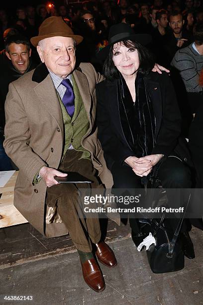 Pierre Berge and singer Juliette Greco attend the Saint Laurent Menswear Fall/Winter 2014-2015 Show as part of Paris Fashion Week on January 19, 2014...