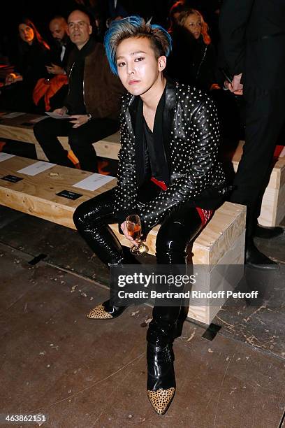 South Korean singer and producer G-Dragon attends the Saint Laurent Menswear Fall/Winter 2014-2015 Show as part of Paris Fashion Week on January 19,...