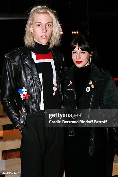 Singer Fletcher Shears and Guest attend the Saint Laurent Menswear Fall/Winter 2014-2015 Show as part of Paris Fashion Week on January 19, 2014 in...