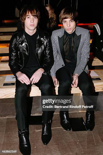 Singers Twins Dalton and Adam Drury attend the Saint Laurent Menswear Fall/Winter 2014-2015 Show as part of Paris Fashion Week on January 19, 2014 in...