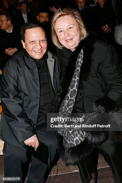 Azzedine Alaia and Miss francois Pinault attend the Saint Laurent Menswear Fall/Winter 2014-2015 Show as part of Paris Fashion Week on January 19,...