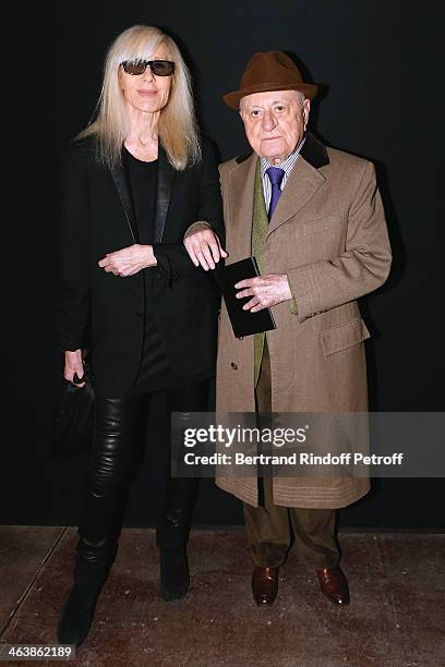 Betty Catroux and Pierre Berge attend the Saint Laurent Menswear Fall/Winter 2014-2015 Show as part of Paris Fashion Week on January 19, 2014 in...