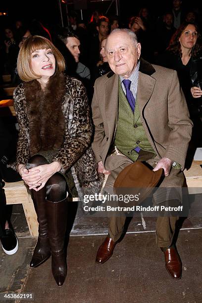 Anna Wintour and Pierre Berge attend the Saint Laurent Menswear Fall/Winter 2014-2015 Show as part of Paris Fashion Week on January 19, 2014 in...