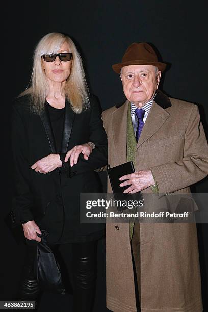 Betty Catroux and Pierre Berge attend the Saint Laurent Menswear Fall/Winter 2014-2015 Show as part of Paris Fashion Week on January 19, 2014 in...