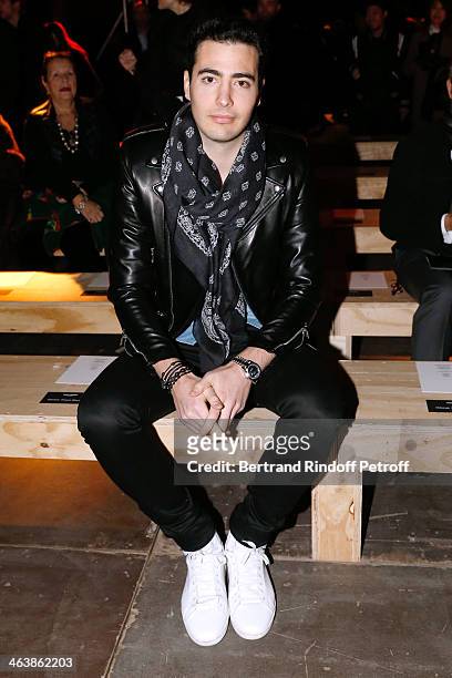 Jean-Victor Meyers Bettencourt attends the Saint Laurent Menswear Fall/Winter 2014-2015 Show as part of Paris Fashion Week on January 19, 2014 in...