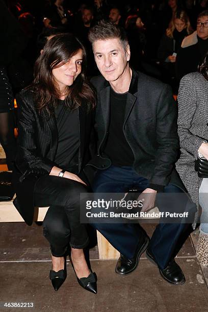 Vogue France Director Emmanuelle Alt and singer Etienne Daho attend the Saint Laurent Menswear Fall/Winter 2014-2015 Show as part of Paris Fashion...