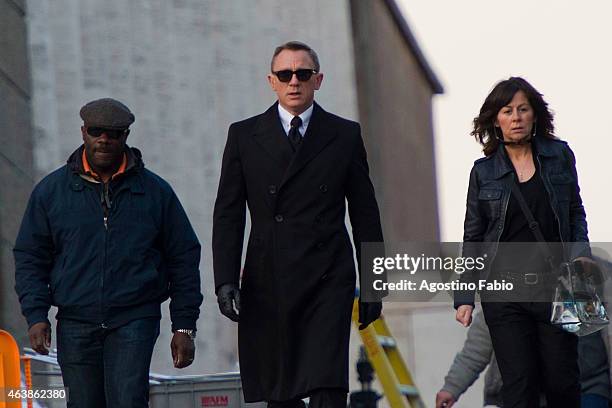 Daniel Craig is seen on location for the filming of Spectre on February 19, 2015 in Rome, Italy.