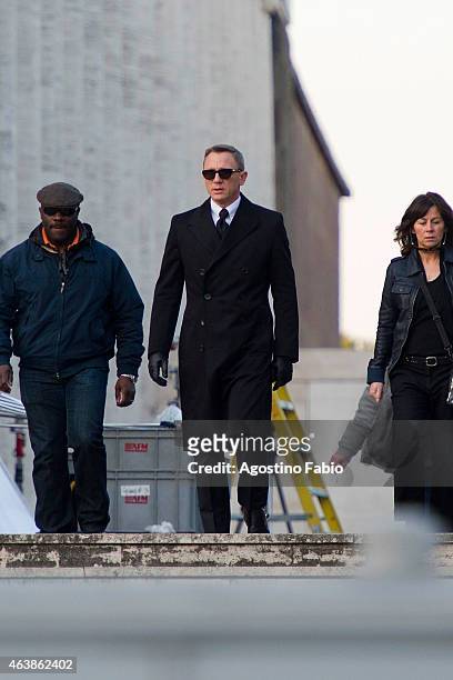 Daniel Craig is seen on location for the filming of Spectre on February 19, 2015 in Rome, Italy.