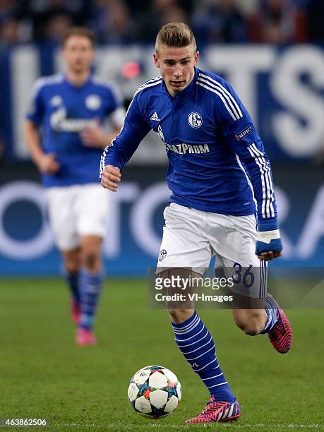 Felix Platte of Schalke 04 during the round of 16 UEFA Champions League match between Schalke 04 and Real Madrid on February 18, 2015 at the Veltins...