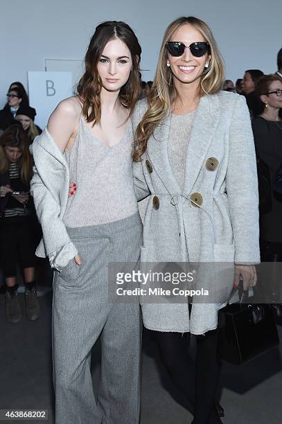 Laura Love and Harley Viera-Newton attend the Calvin Klein Collection fashion show during Mercedes-Benz Fashion Week Fall 2015 at Spring Studios on...