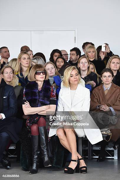 Editor-in-chief of American Vogue Anna Wintour and actress Sienna Miller attend the Calvin Klein Collection fashion show during Mercedes-Benz Fashion...
