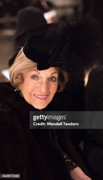 Sherry Baroness von Korber-Bernstein attends The Blonds fashion show during MADE Fashion Week Fall 2015 at Milk Studios on February 18, 2015 in New...