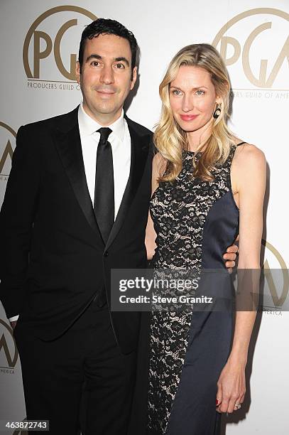 Producer Jonathan Gordon and model Catherine McCord attend the 25th annual Producers Guild of America Awards at The Beverly Hilton Hotel on January...