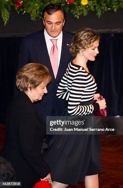 Queen Letizia of Spain and First Lady of Portugal, Maria Cavaco attend the ceremony of 'Eixo Atlantico Do Noroeste Peninsular' Golden Medals at...