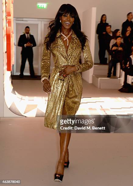 Naomi Campbell walks the runway at the Fashion For Relief charity fashion show to kick off London Fashion Week Fall/Winter 2015/16 at Somerset House...