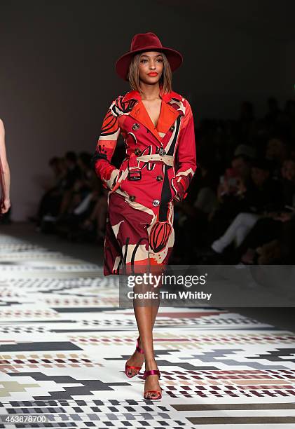 Jourdan Dunn walks the runway at the Fashion For Relief charity fashion show to kick off London Fashion Week Fall/Winter 2015/16 at Somerset House on...