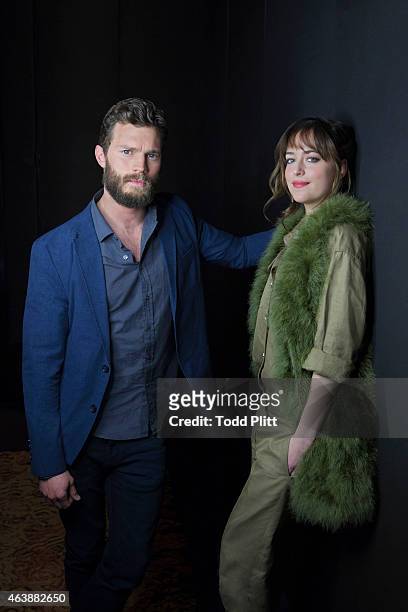Actors Dakota Johnson and Jamie Dornan are photographed for USA Today on February 7, 2015 in New York City.