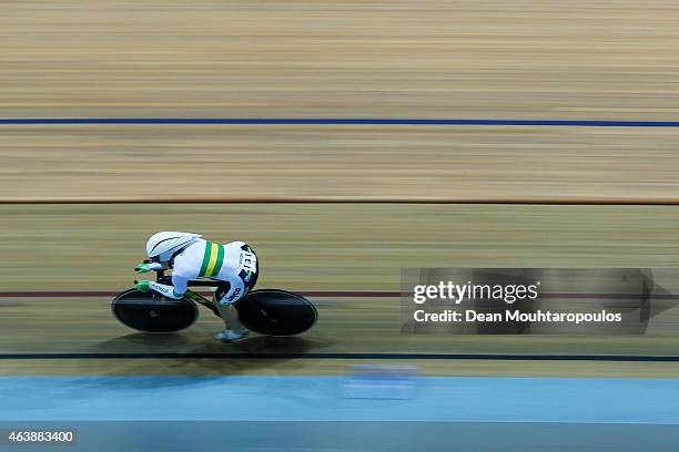 Anna Meares of Australia competes in the Womens 500m Time Trial Final during day 2 of the UCI Track Cycling World Championships held at National...