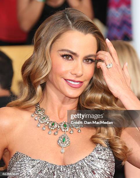 Sofia Vergara arrives at the 20th Annual Screen Actors Guild Awards at the Shrine Auditorium on January 18, 2014 in Los Angeles, California.