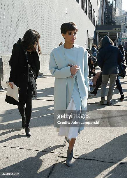 Princess Deena Aljuhani Abdulaziz is seen arriving at the Calvin Klein Collection during Mercedes-Benz Fashion Week Fall 2015 at Spring Studios on...