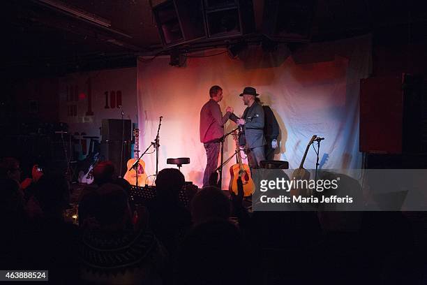 Andy Bell and Mark Gardener performs on stage for Warchild UK Passport 'Back To The Bars' Ride at The 100 Club on February 19, 2015 in London, United...
