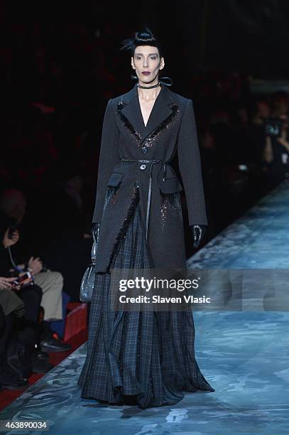 Model Jamie Bochert walks the runway at Marc Jacobs fashion show during Mercedes-Benz Fashion Week Fall 2015 at Park Avenue Armory on February 19,...