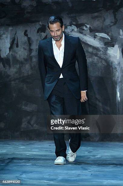 Designer Marc Jacobs walks the runway at Marc Jacobs fashion show during Mercedes-Benz Fashion Week Fall 2015 at Park Avenue Armory on February 19,...