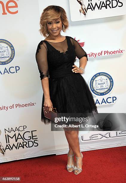 Actress Erica Campbell attends the 46th Annual NAACP Image Awards held at the Pasadena Civic Auditorium on February 6, 2015 in Pasadena, California.