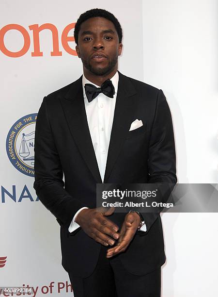 Actor Chadwick Boseman attends the 46th Annual NAACP Image Awards held at the Pasadena Civic Auditorium on February 6, 2015 in Pasadena, California.