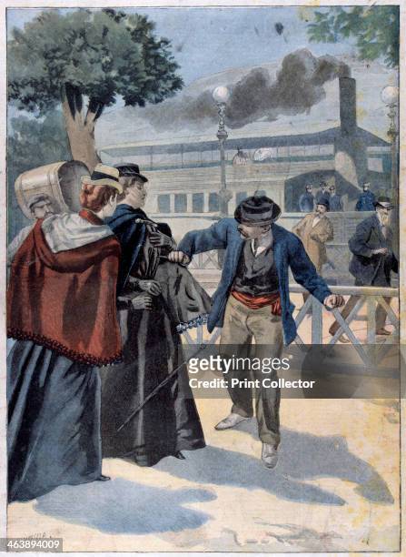 Assassination of Elisabeth of Bavaria by Luigi Lucheni, 1898. Elisabeth was Empress of Austria and Queen of Hungary as consort of Franz Joseph I whom...