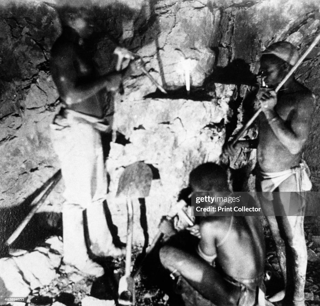 Basuto miners in De Beers diamond mines, Kimberley, South Africa, c1885. Artist: Anon