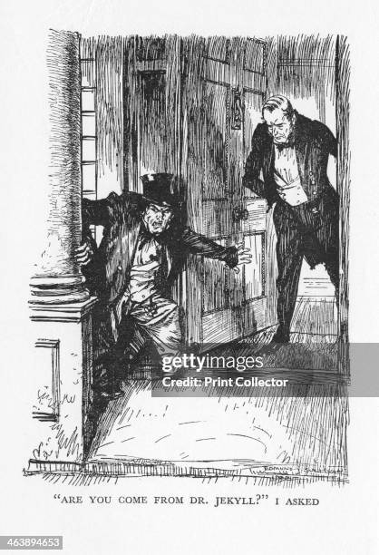 Scene from The Strange Case of Dr Jekyll and Mr Hyde by Robert Louis Stevenson, 1927. Are you come from Dr Jekyll? I asked. Dr Lanyon opens his door...