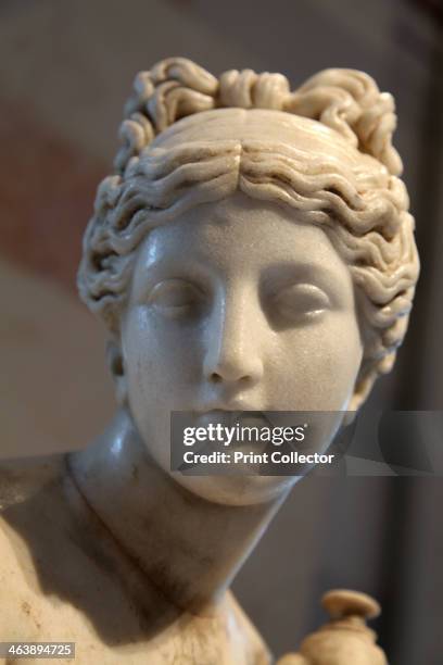 Head of Aphrodite. Detail from a Roman statue of bathing Aphrodite and Eros, after a Greek original of the second half of the 3rd century BC. In...